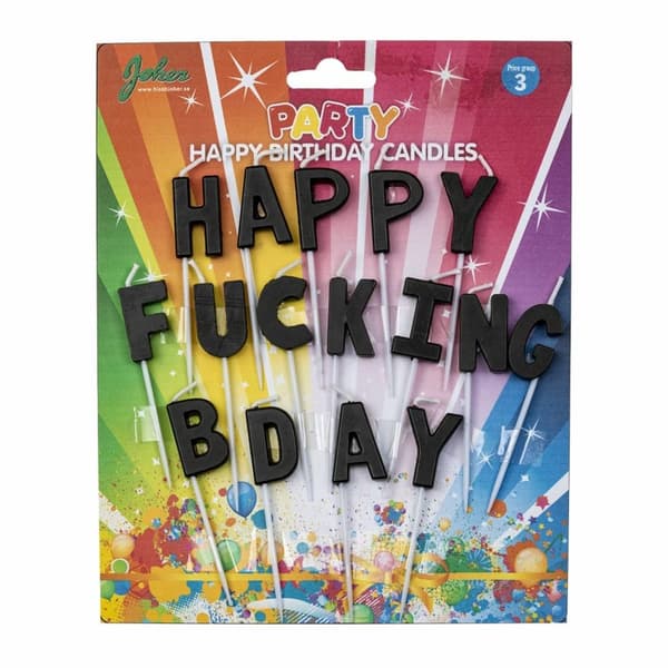 Tårtljus "Happy Fucking Bday" Svart
