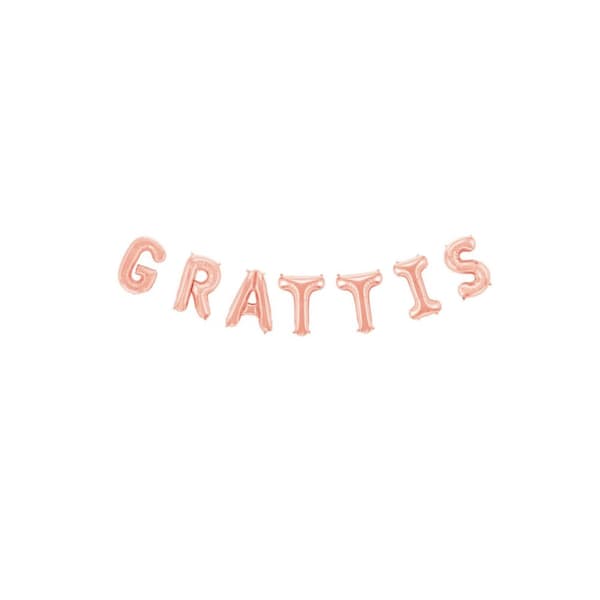 Folieballong text "Grattis" Rosé Guld