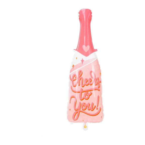 Folieballong Flaska "Cheers to you" Rosa 38x97cm