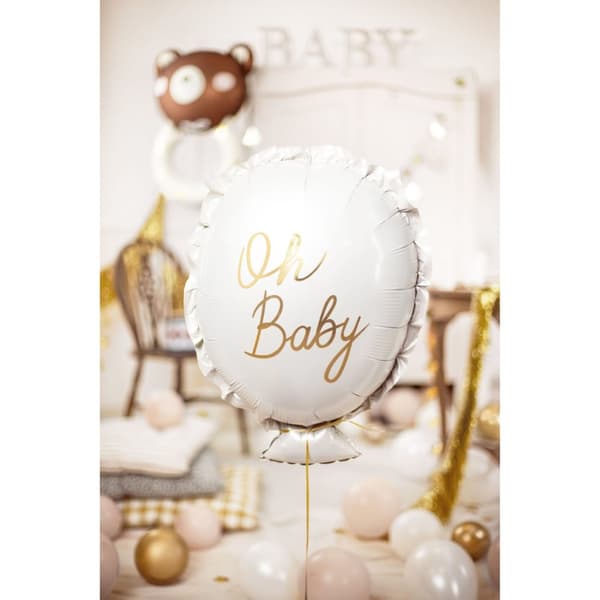 Folieballong Oh Baby 53x69cm Vit Guld