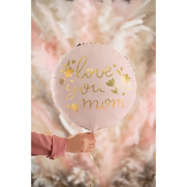 Folieballong "Love You Mom" 45cm Rosa