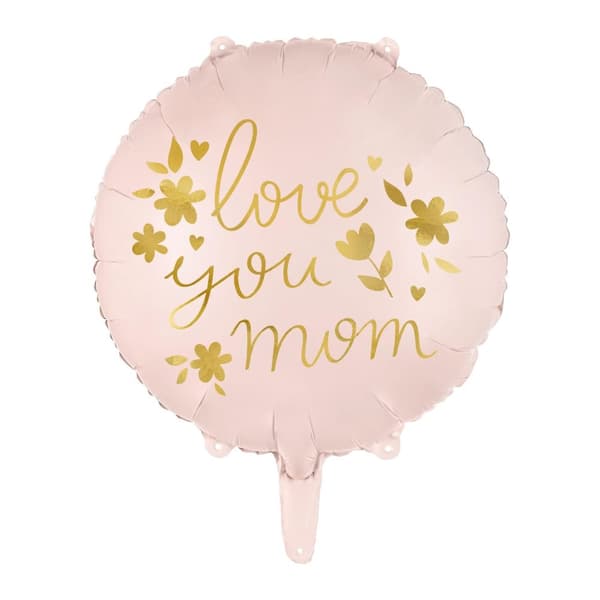 Folieballong "Love You Mom" 45cm Rosa
