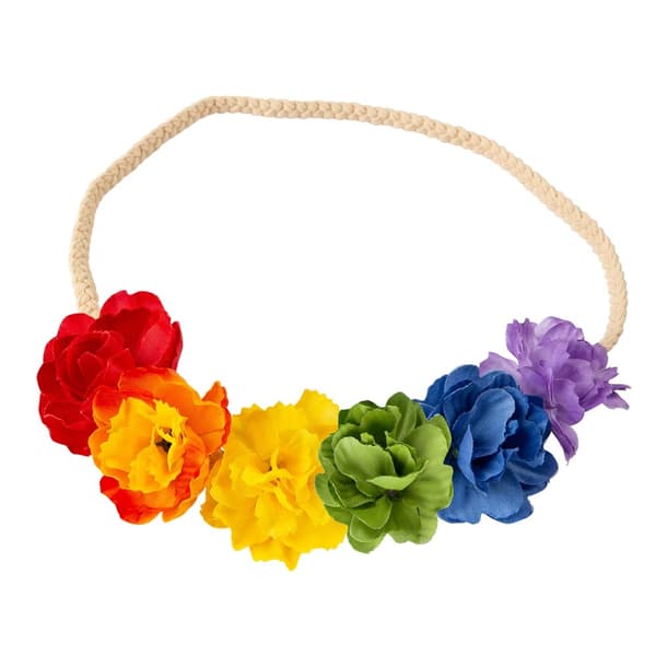 Krans Huvud Blommor Regnbågsfärgad