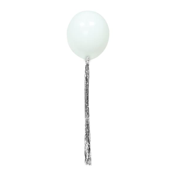 Latexballong 45cm Silvertassel 1m Vit 18"