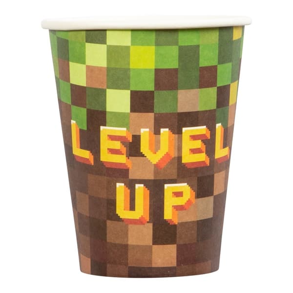 Pappersmugg Pixel Level Up 8-pack