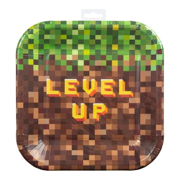 Papperstallrik Pixel Level Up 23cm 8-pack