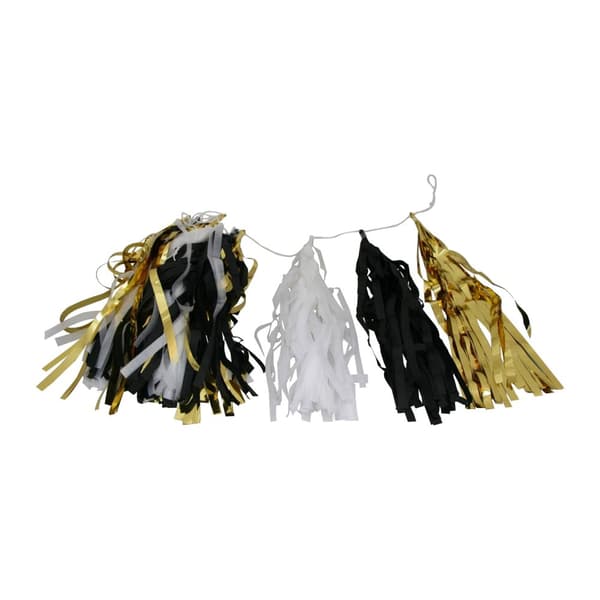 Girlang Svart, Vit &amp; Guldfolie Tassel