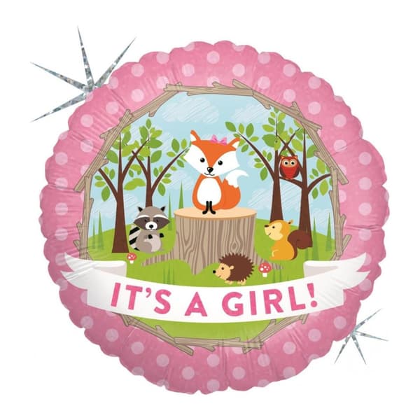 Folieballong "It´s a Girl" Woodland 45cm