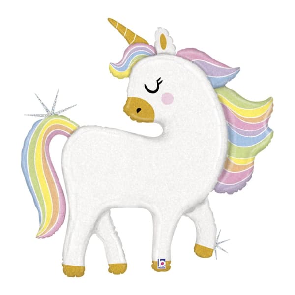 Folieballong Glitter Pastel Unicorn 123cm