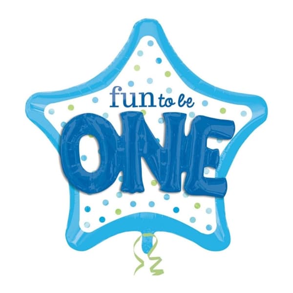 Folieballong "Fun to be One" Blå 91x91cm