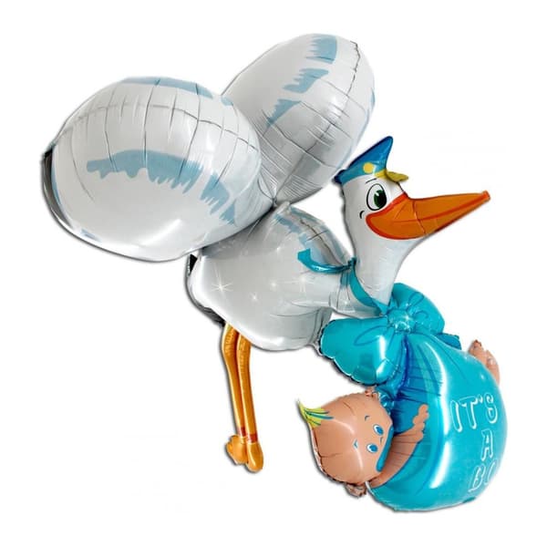 Folieballong Baby Boy Stork 3D 165cm