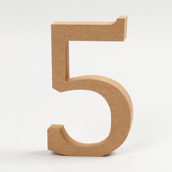 Siffra 5 Naturträ 13x2cm