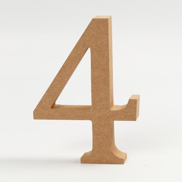 Siffra 4 Naturträ 13x2cm