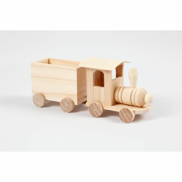Jultåg med vagn naturträ 9,5x21,5x6,5cm