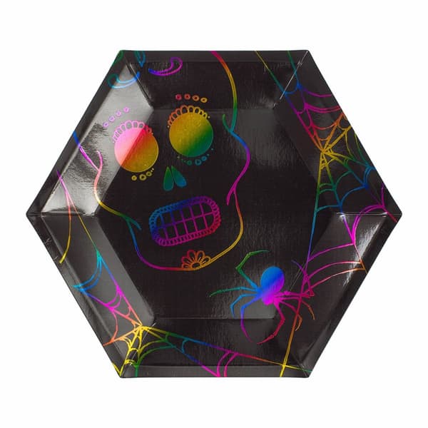 Papperstallrik Hexagon Döskalle 23cm 8-pack