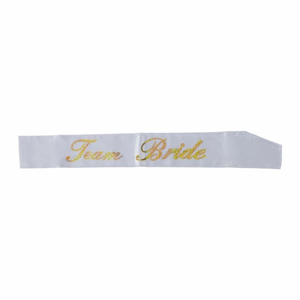 Magband "Team Bride" Vit/Guld 78x9cm