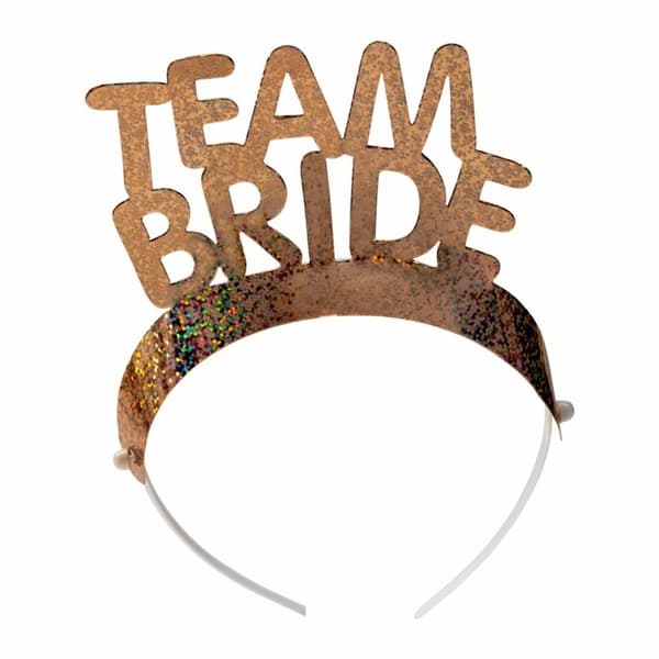 Diadem 1x "Bride to be" + 5x "Team Bride" glittrig Guldfärg