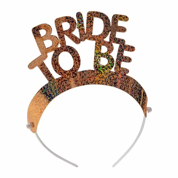 Diadem 1x "Bride to be" + 5x "Team Bride" glittrig Guldfärg