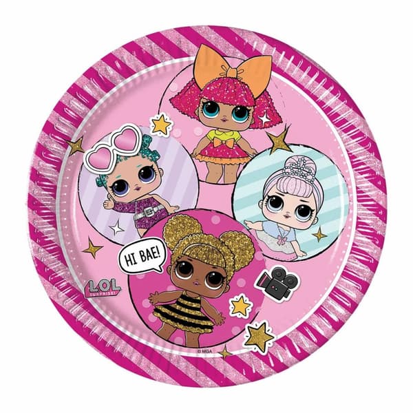 Papperstallrik LOL Glitter 23cm 8-pack