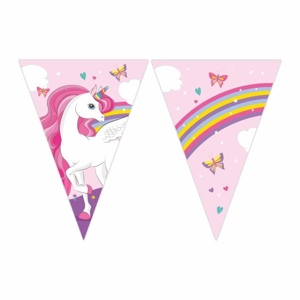 Girlang Unicorn Regnbåge 9-flaggor