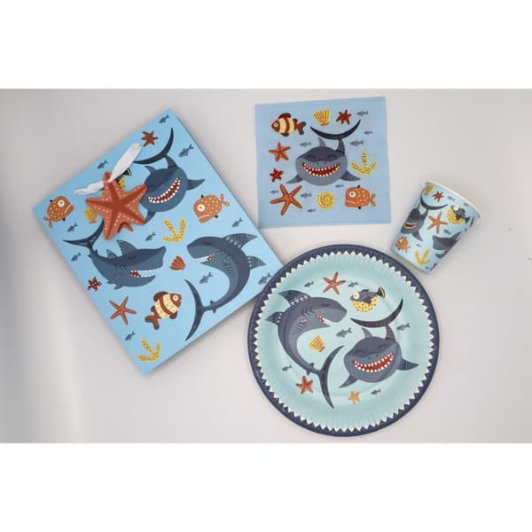 Pappservetter hajar 33x33cm 20-pack