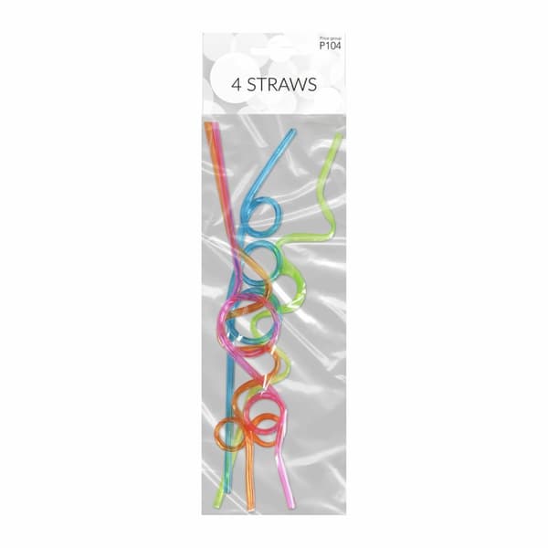 Krokiga sugrör i plast 22 cm 4-pack