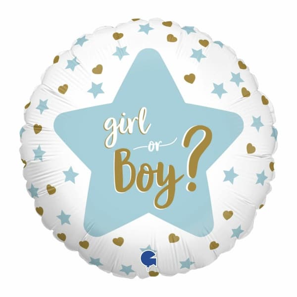 Folieballong - Boy or girl blå 45cm