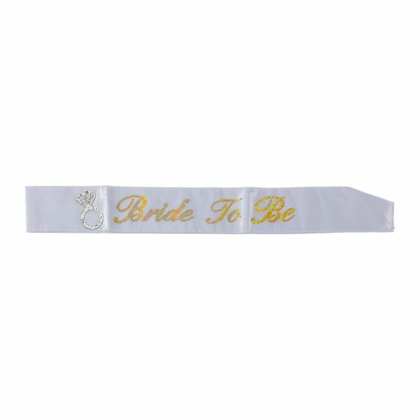 Magband "Bride to be" Vitt/Guld 78x9cm