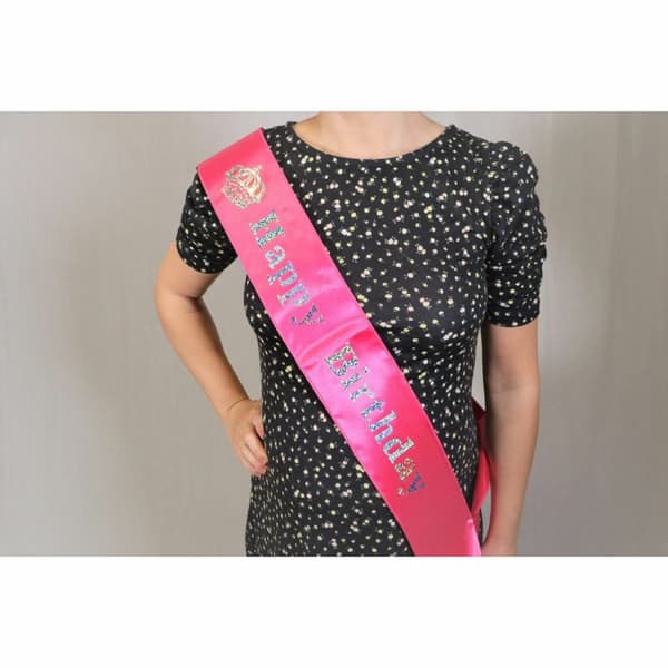 Magband "Happy Birthday" 78x9cm Rosa
