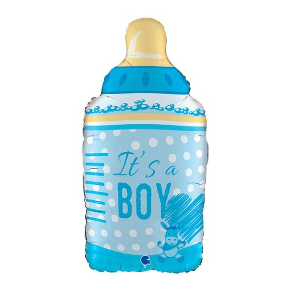 Folieballong Bebisflaska "It´s a Boy" Blå 74cm