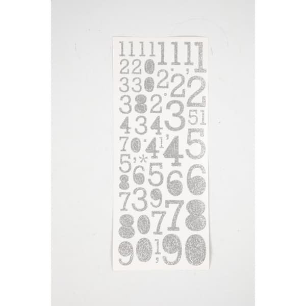 Glitterstickers Siffror silverfärg 10x24cm 2st ark