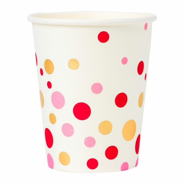 Pappersmugg Rosa Prickar 250ml 8-pack