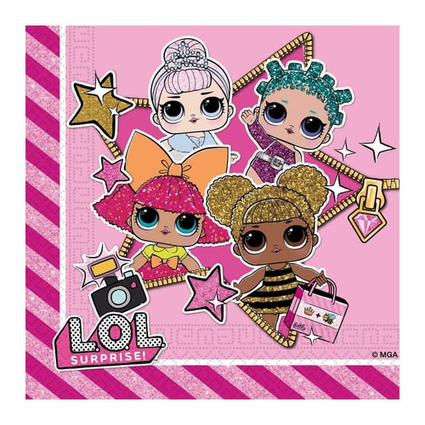 Pappersservett  LOL Glitter 33x33cm 20-pack