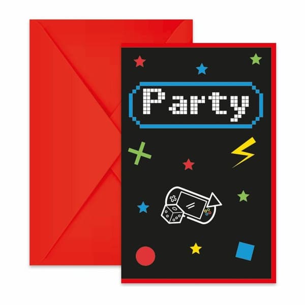 Inbjudningskort Gaming Party inkl kuvert 6-pack