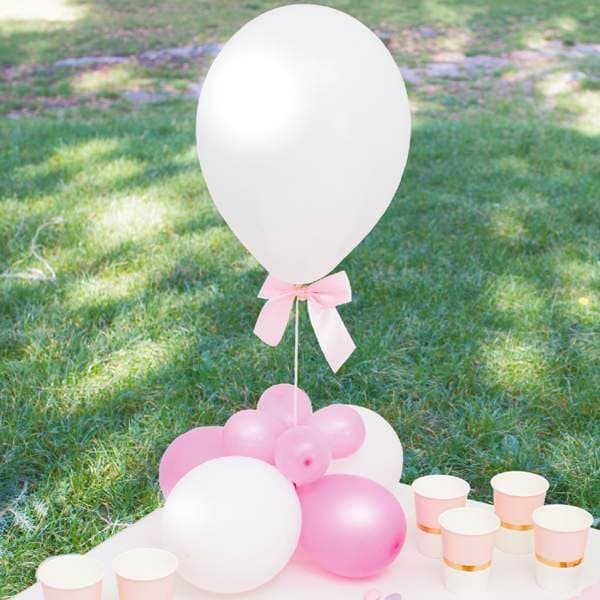 Ballongkit 4st rosa rosetter 10x9cm + 4st vita ballonger