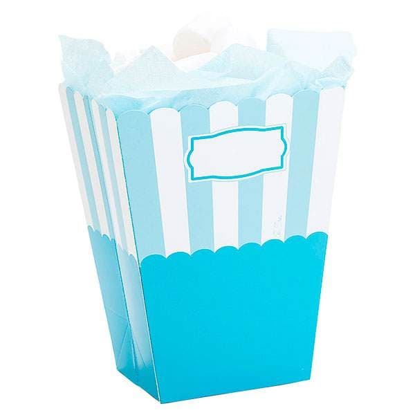 Popcorn box blå stripes 8.5 x 10 x 19cm 2-pack