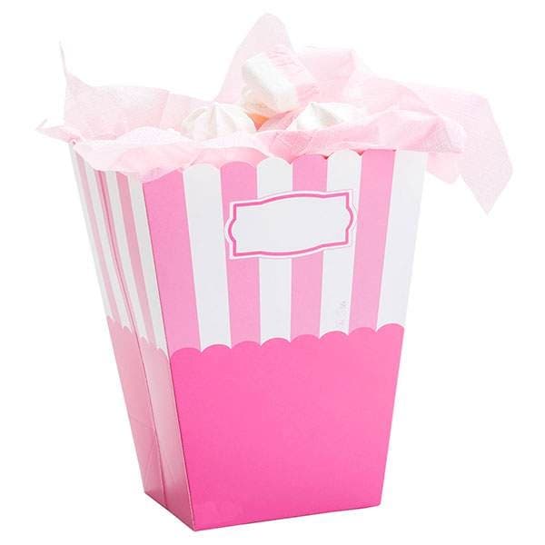Popcorn box rosa stripes 8.5 x 10 x 19cm 2-pack