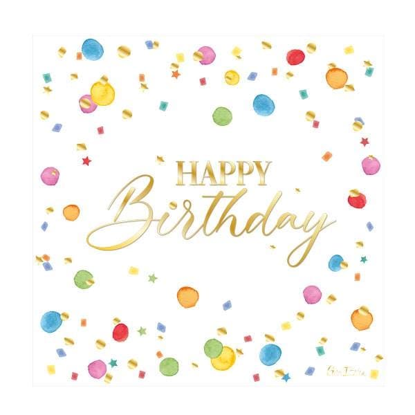 Pappersservett "Happy Birthday" 33x33cm 16-pack