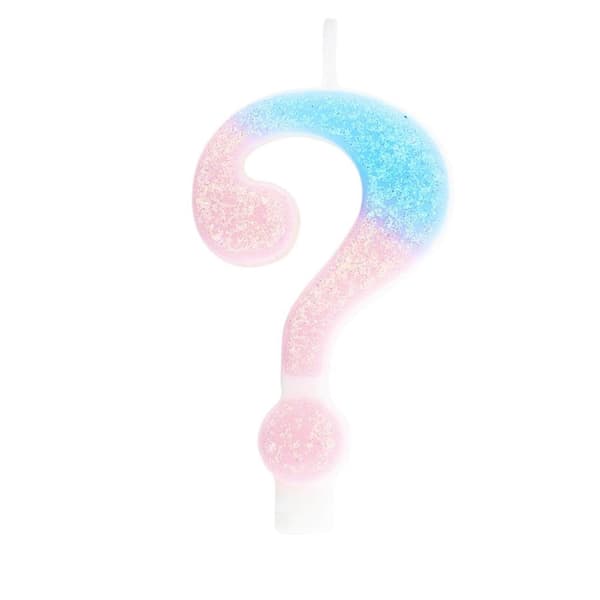 Tårtljus "?" Gender reveal Blå / Rosa 8cm