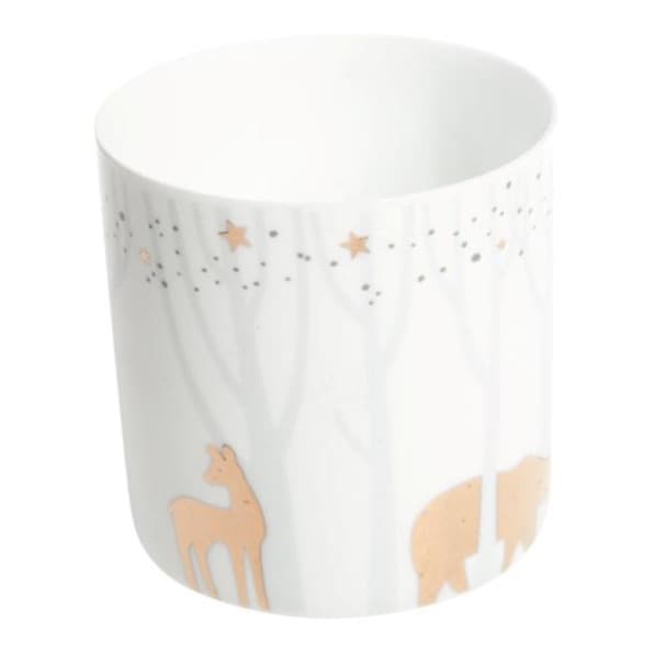 Ljuslykta renar, vit/guld 8cm
