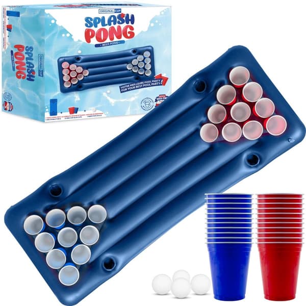 Uppblåsbar Beer Pong Badmadrass Kit inkl Muggar &amp; bollar