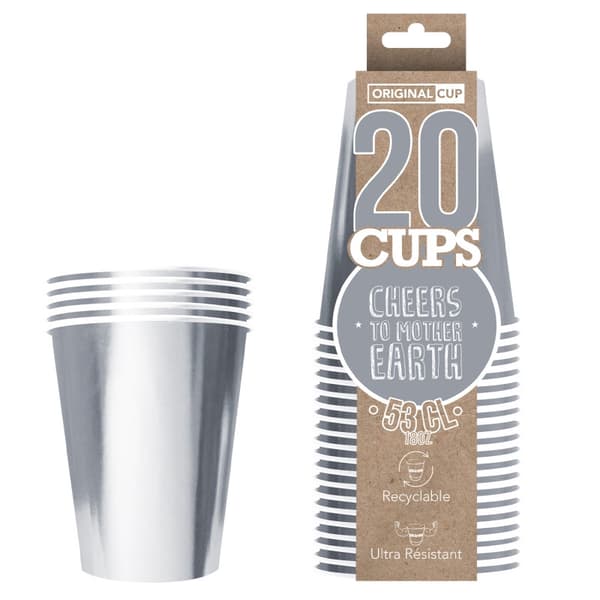 Pappersmugg Silverfärg 53cl 20-pack