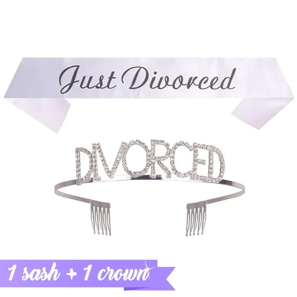 Magband & Tiara "Just Divorced" Kit Vit Silver