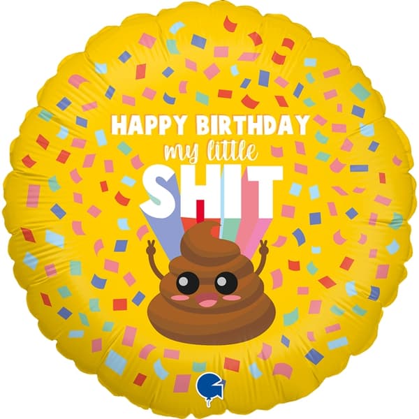 Folieballong "Happy Birthday my little Shit" Emoji 45cm