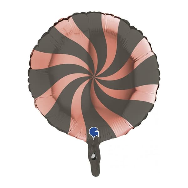 Folieballong Swirly Rosé Guld Grå Plantina 45cm
