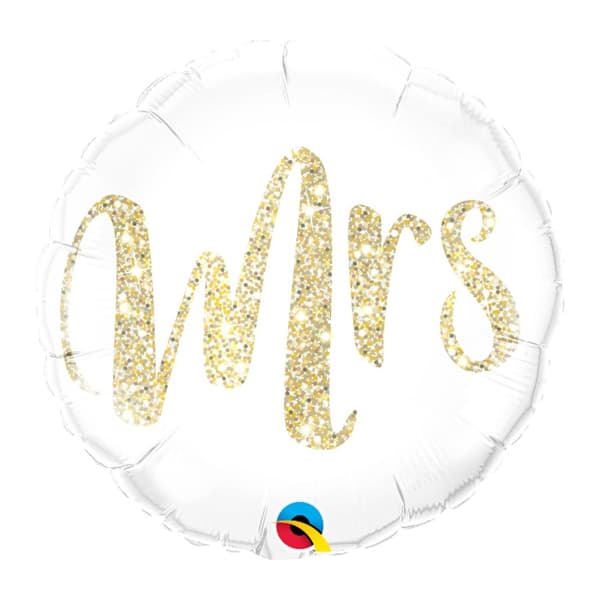 Folieballong "MRS" Glitter Guldfärg 45cm