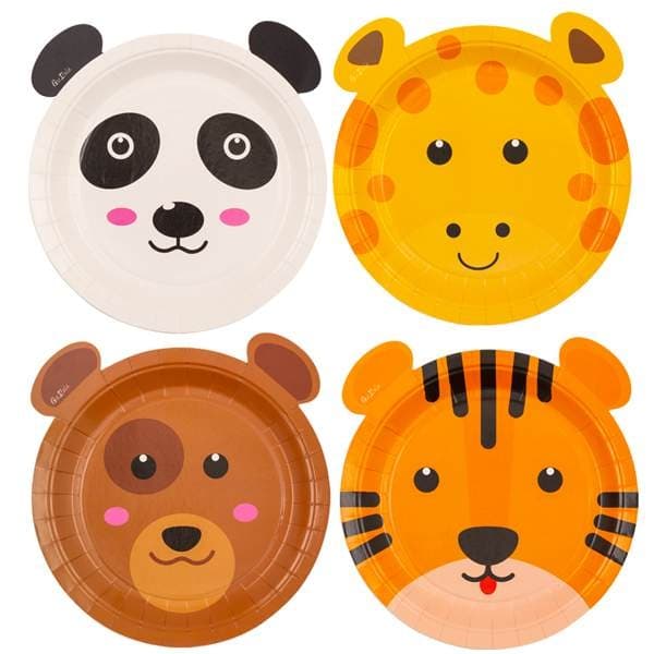 Papperstallrik Zoo Party 4st olika motiv 18cm 8-pack