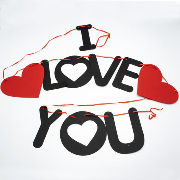 Girlang "I love you"  Svart / Röd 200cm