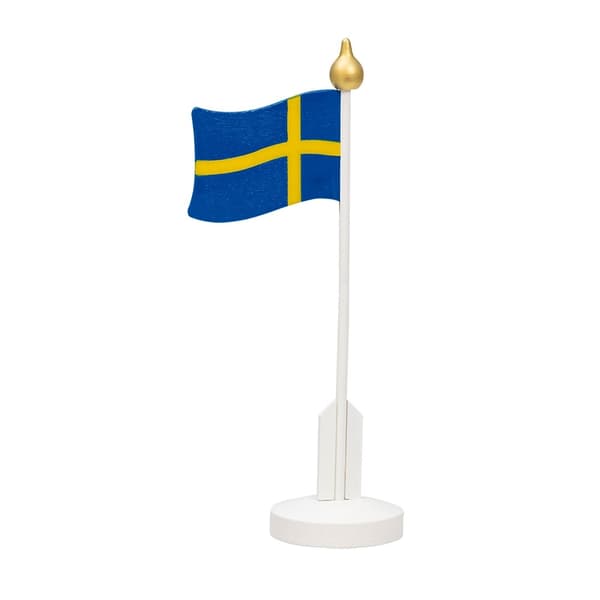 Flaggstång För bord Sverigeflagga Trä 26cm