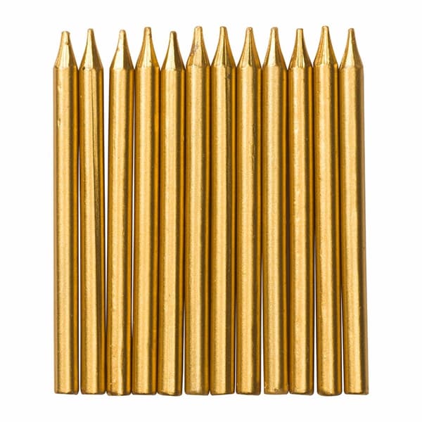 Tårtljus Guld 7,5x0,5cm 12-pack